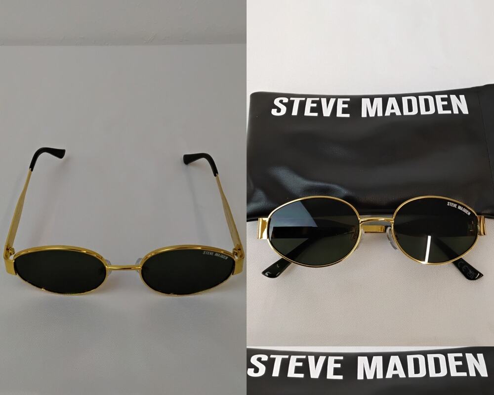Steve Madden Mystie Sunglasses Gold Frame Gray Lens w/ Bag #Z4954